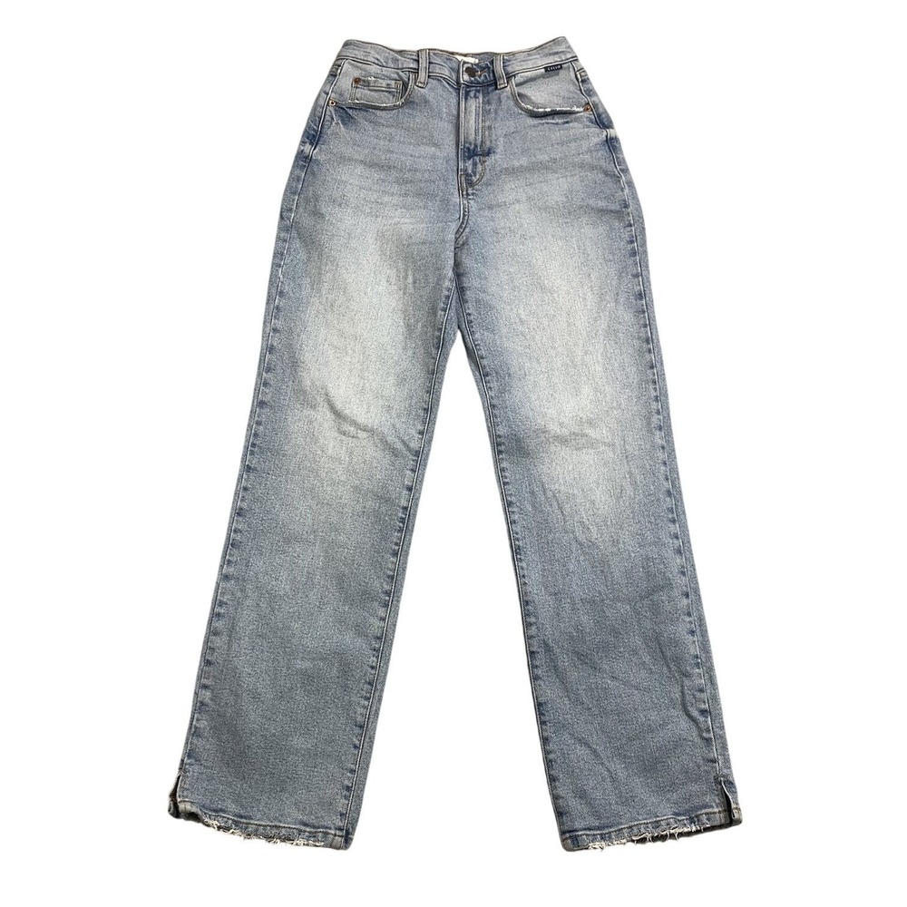Cello Women's Jeans Size 3 Light Wash High Rise Straight Leg Raw Hem 26x30